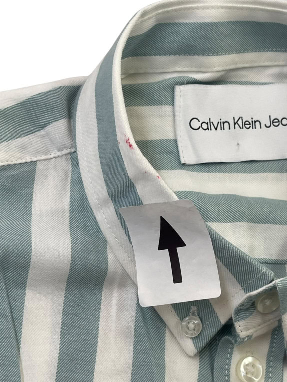 CALVIN KLEIN JEANS ΠΟΥΚΑΜΙΣΟ ΡΙΓΕ ΠΡΑΣΙΝΟΓΑΛΑΖΟ ΛΕΥΚΟ ΑΝΤΡΙΚΟ PRE OWNED M