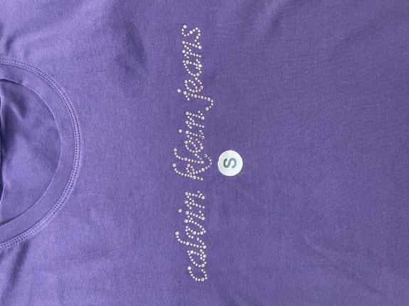 CALVIN KLEIN JEANS T SHIRT RHINESTONE PURPLE ΓΥΝΑΙΚΕΙΟ PRE OWNED S