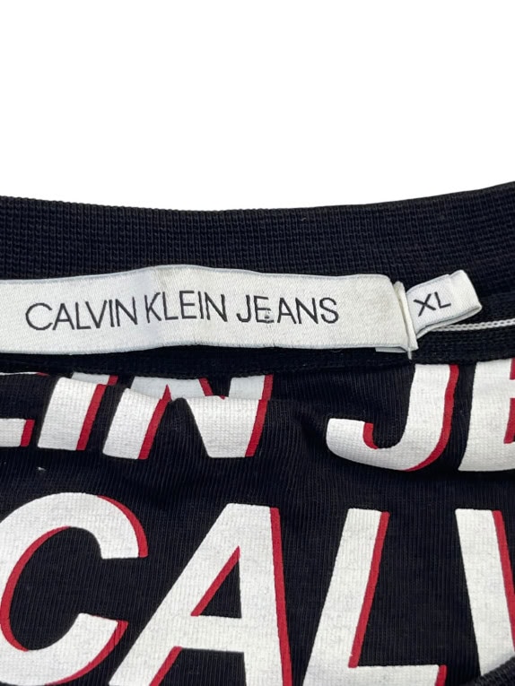 CALVIN KLEIN JEANS T SHIRT SPELL OUT ΜΑΥΡΟ ΑΝΤΡΙΚΟ PRE OWNED XL