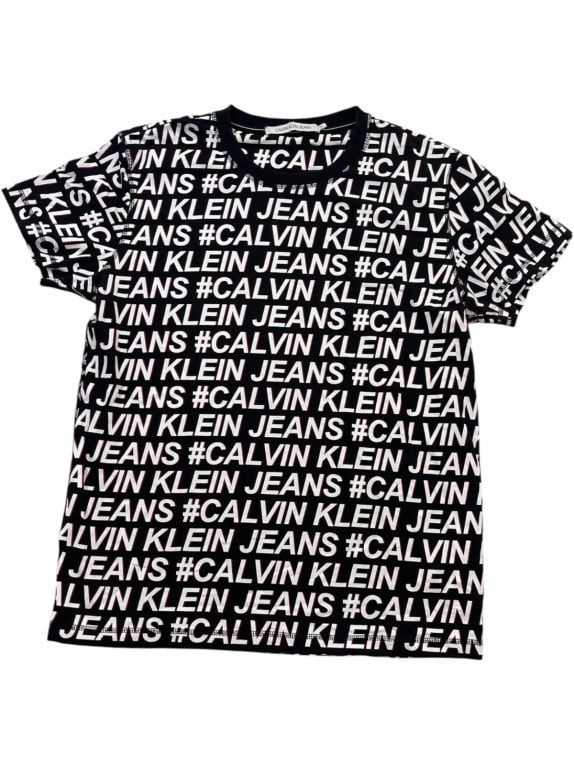CALVIN KLEIN JEANS T SHIRT SPELL OUT ΜΑΥΡΟ ΑΝΤΡΙΚΟ PRE OWNED XL
