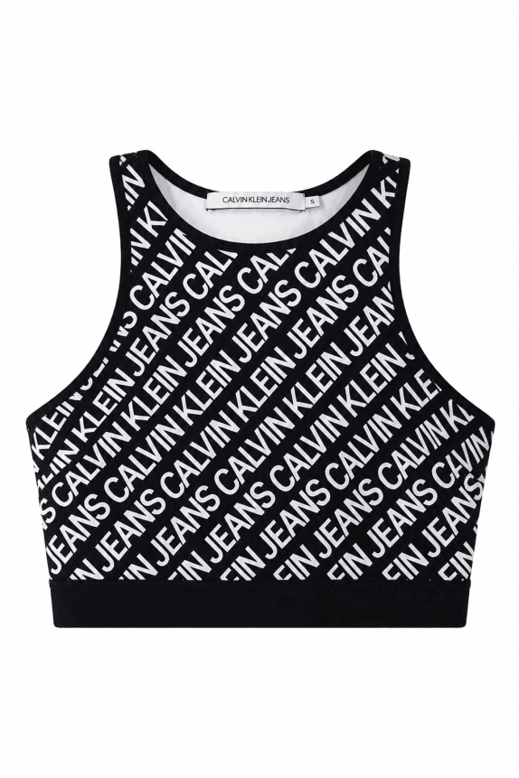 CALVIN KLEIN JEANS TOP LOGO PRINT ΜΑΥΡΟ ΓΥΝΑΙΚΕΙΟ PRE OWNED XS