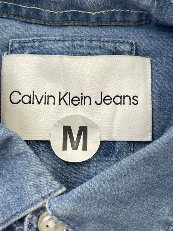 CALVIN KLEIN JEANS CAMICIA DENIM WASHED BLU UOMO PRE OWNED M