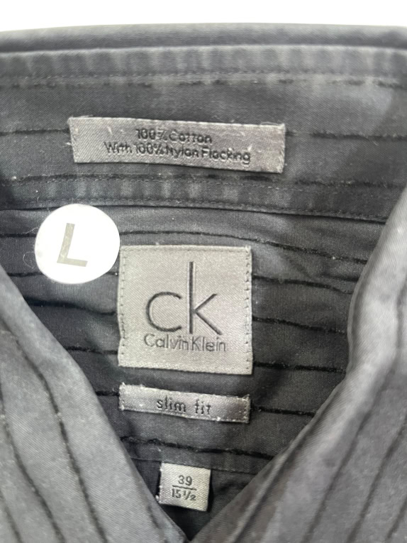 CALVIN KLEIN CAMICIA SLIM FIT A RIGHE NERA DA UOMO L