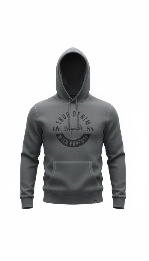 C&A ΦΟΥΤΕΡ ΜΕ ΚΟΥΚΟΥΛΑ TRUE DENIM LOGO ΓΚΡΙ ΑΝΔΡΙΚΟ S