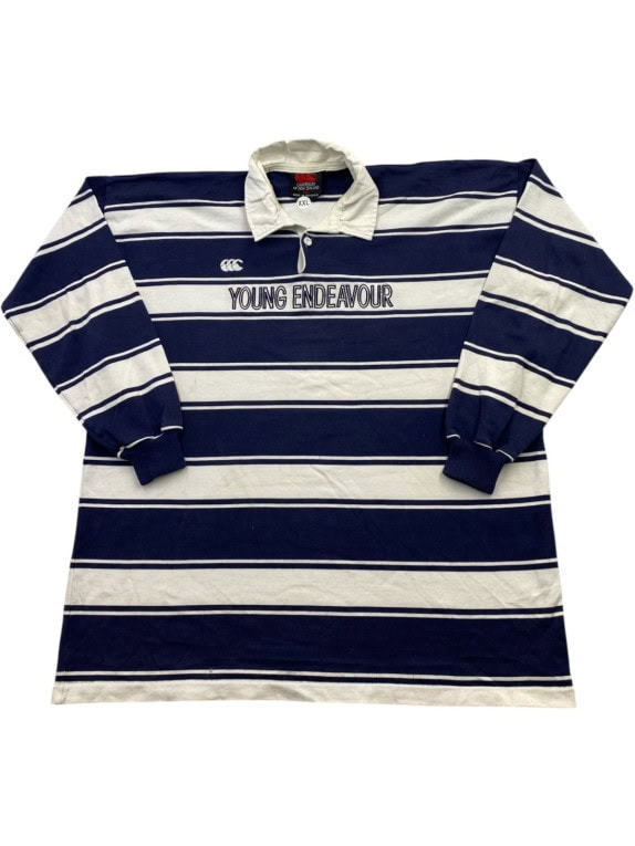 CANTERBURY OF NEW ZEALAND ΜΠΛΟΥΖΑ RUGBY RETRO SPORTSWEAR NAVY ΚΡΕΜ ΑΝΤΡΙΚΟ PRE OWNED XXL