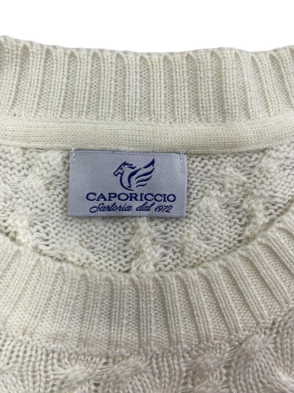 CAPORICCIO ΠΛΕΚΤΗ ΜΠΛΟΥΖΑ CABLE KNIT ΕΚΡΟΥ ΑΝΔΡΙΚΗ L