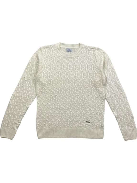 CAPORICCIO ΠΛΕΚΤΗ ΜΠΛΟΥΖΑ CABLE KNIT ΕΚΡΟΥ ΑΝΔΡΙΚΗ L