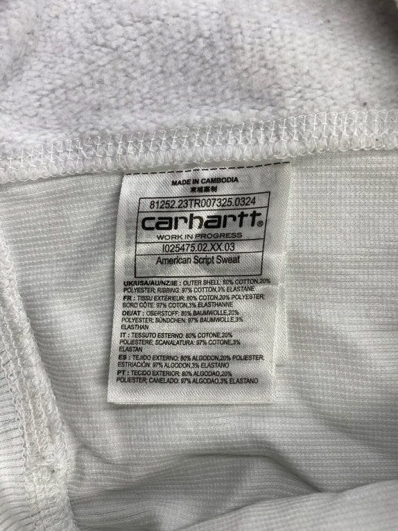 CARHARTT FELPA CON LOGO AMERICAN SCRIPT BIANCO DA UOMO L