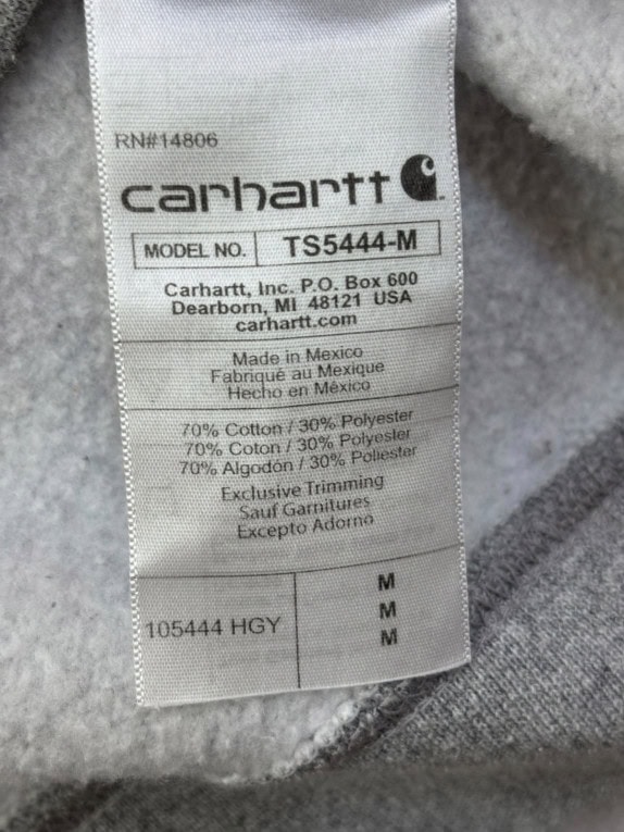 CARHARTT FELPA CREWNECK WORKWEAR GRIGIO MELANGE UOMO PRE OWNED M
