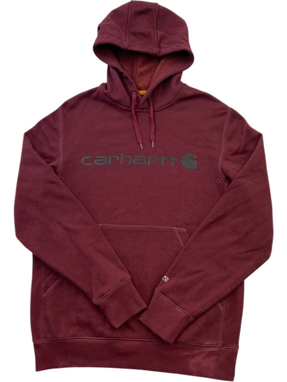 CARHARTT FELPA CON CAPPUCCIO STREETWEAR BORDEAUX UOMO PRE OWNED S