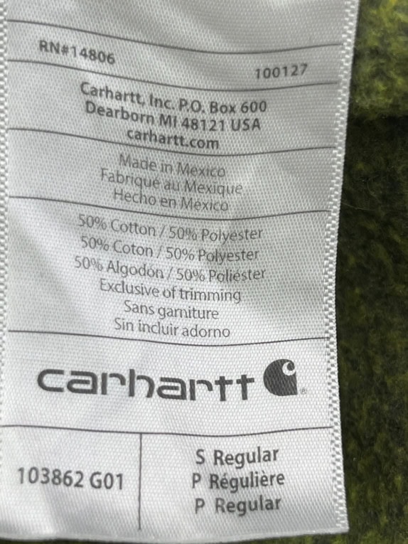 CARHARTT HOODIE WORKWEAR OLIVE MENS PRE OWNED S