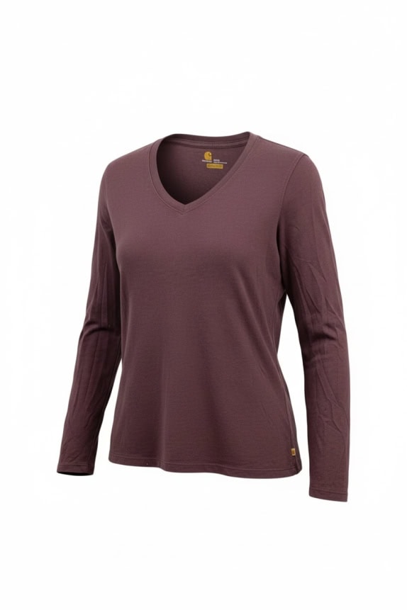 Carhartt Μακρυμάνικο T-Shirt V-Neck Μπορντό Relaxed Fit