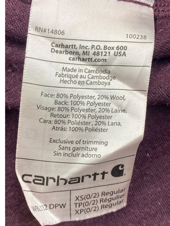 Carhartt Μακρυμάνικο Top Thermal Μπορντό XS