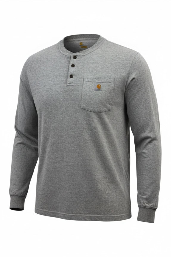 CARHARTT HENLEY LONG SLEEVE WORKWEAR GREY MENS PRE OWNED L