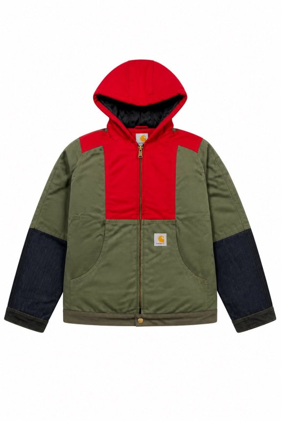 CARHARTT REWORKED HOODED JACKET STREETWEAR GREEN MEN PRE OWNED L