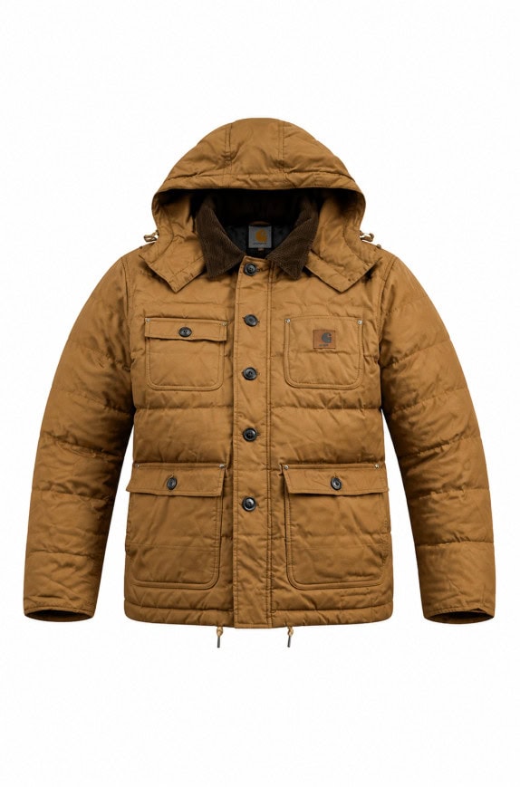 CARHARTT PUFFER JACKET WORKWEAR BROWN MEN PRE OWNED L