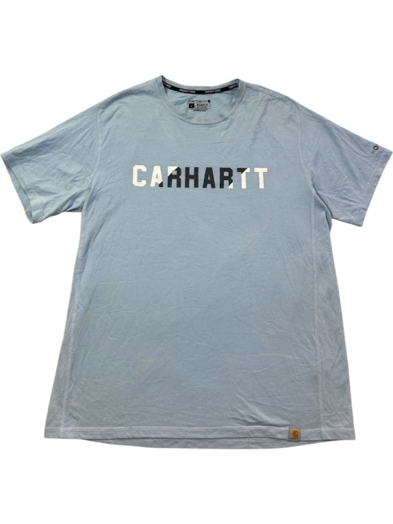 CARHARTT T SHIRT SPELL OUT ΑΝΟΙΧΤΟ ΜΠΛΕ ΑΝΤΡΙΚΟ PRE OWNED L