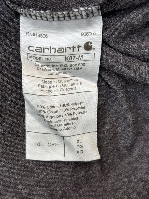 CARHARTT T SHIRT WORKWEAR CHARCOAL ΑΝΤΡΙΚΟ PRE OWNED XL