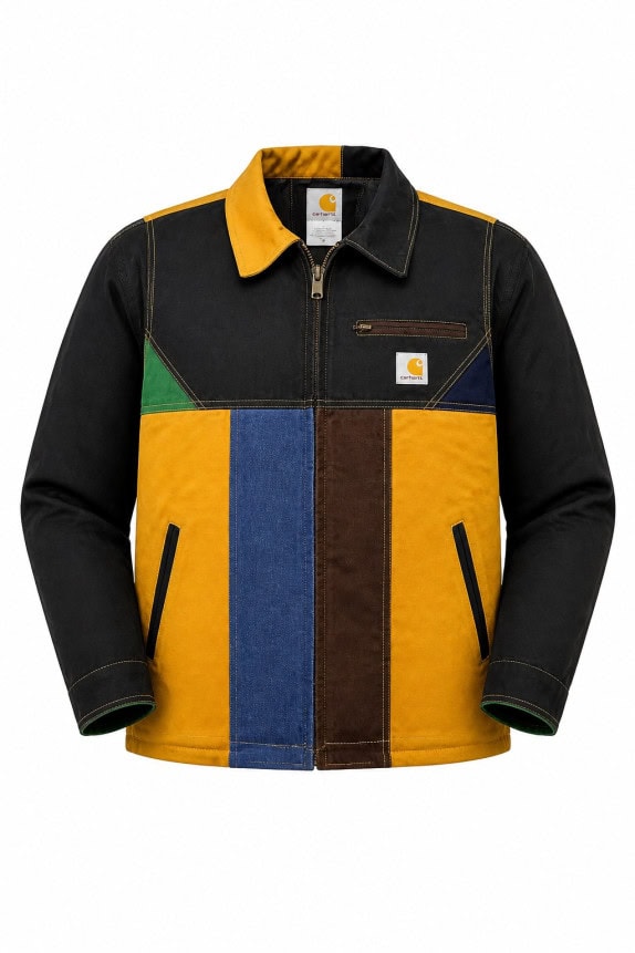 CARHARTT REWORKED GIACCA WORKWEAR NERO GIALLO UOMO PRE OWNED L