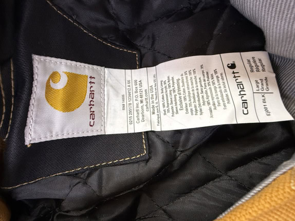 CARHARTT REWORKED  JACKET WORKWEAR BLACK YELLOW MEN PRE OWNED L