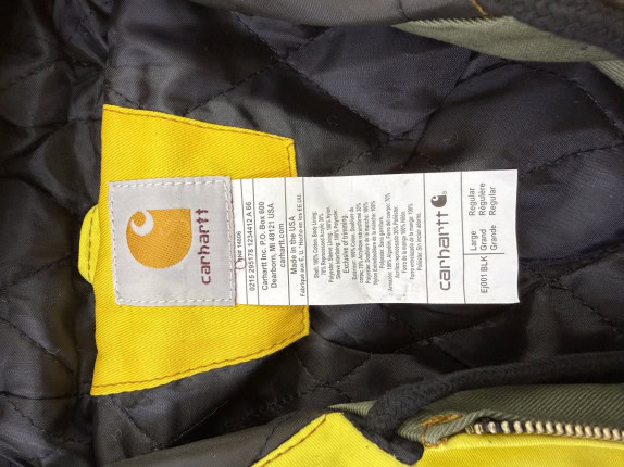 CARHARTT REWORKED JACKET WORKWEAR GREEN YELLOW MEN PRE OWNED