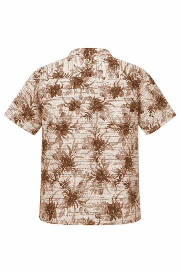 CARIBBEAN CAMISA HAWAIIAN SHIRT FLORAL BEIGE BROWN ΑΝΤΡΙΚΟ PRE OWNED XL