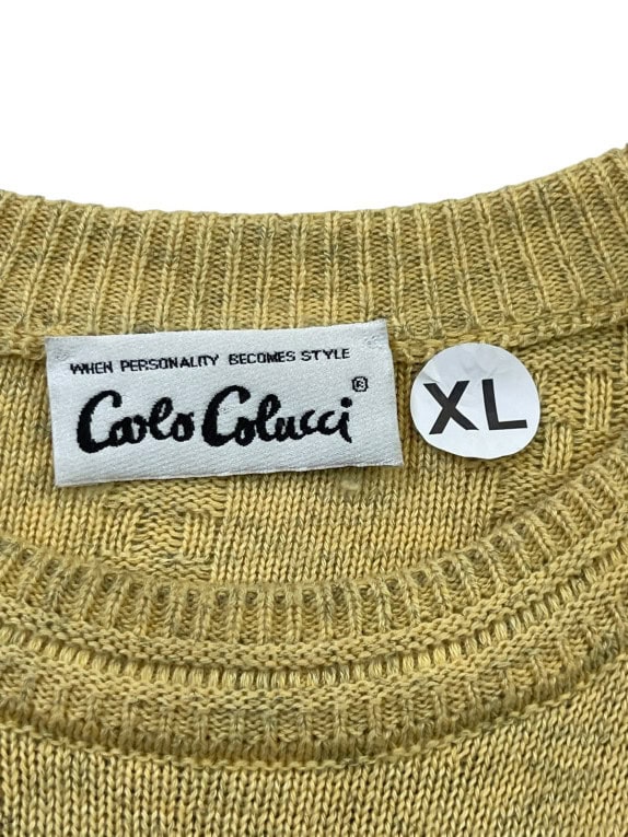 CARLO COLUCCI 80s ΠΛΕΚΤΟ ΠΟΥΛΟΒΕΡ VINTAGE RETRO ΜΠΕΖ UNISEX PRE OWNED XL