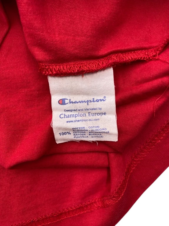 CHAMPION AUTHENTIC T-SHIRT CASUAL CON PICCOLO LOGO ROSSO DA UOMO SMALL