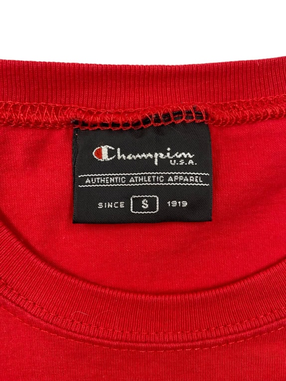 CHAMPION AUTHENTIC T-SHIRT CASUAL CON PICCOLO LOGO ROSSO DA UOMO SMALL