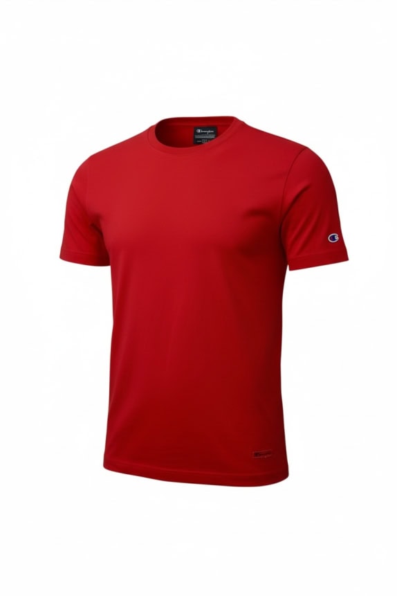 CHAMPION AUTHENTIC T-SHIRT CASUAL CON PICCOLO LOGO ROSSO DA UOMO SMALL