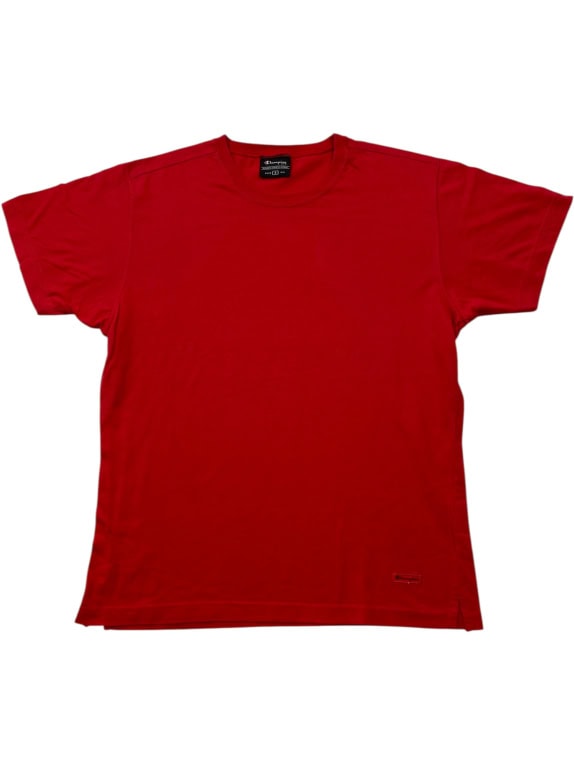 CHAMPION AUTHENTIC T-SHIRT CASUAL CON PICCOLO LOGO ROSSO DA UOMO SMALL