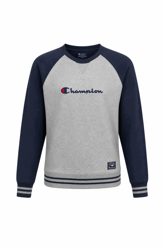CHAMPION FELPA CREWNECK RETRO GRIGIO E BLU UOMO PRE OWNED S
