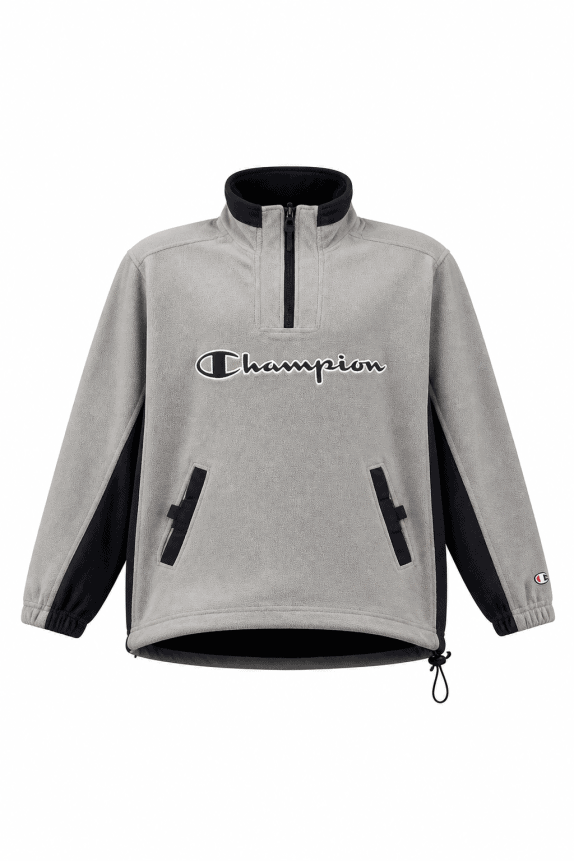 90s CHAMPION FLEECE PULLOVER STREETWEAR ΓΚΡΙ ΑΝΤΡΙΚΟ PRE OWNED S