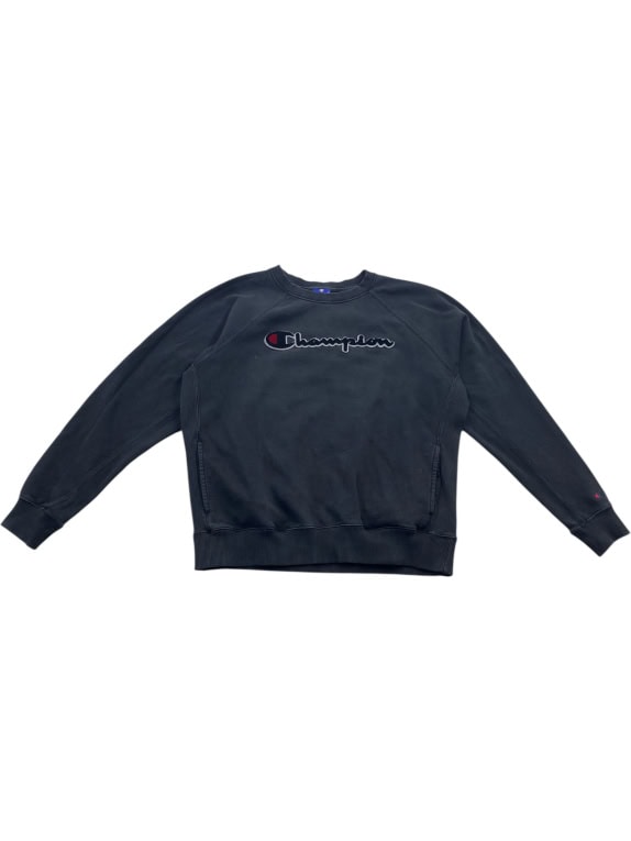 Champion Felpa Girocollo Vintage con Logo Ricamato Nera da Uomo M