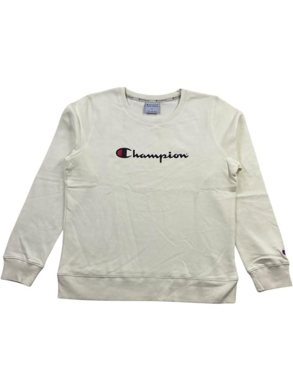 CHAMPION CREWNECK SWEATSHIRT SCRIPT LOGO ECRU MEN'S XL