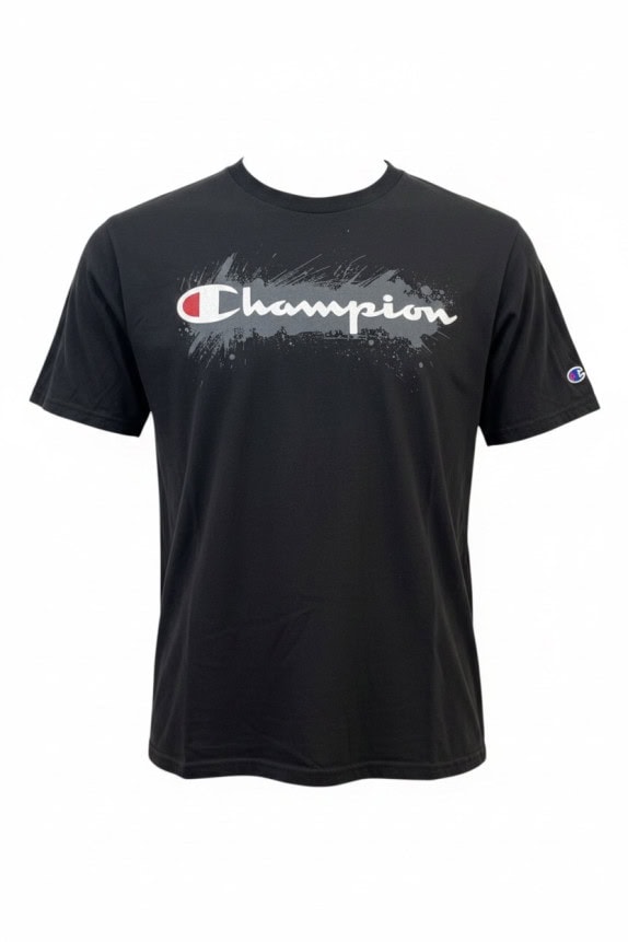 CHAMPION GRAPHIC TEE STREETWEAR NERO UOMO PRE OWNED M