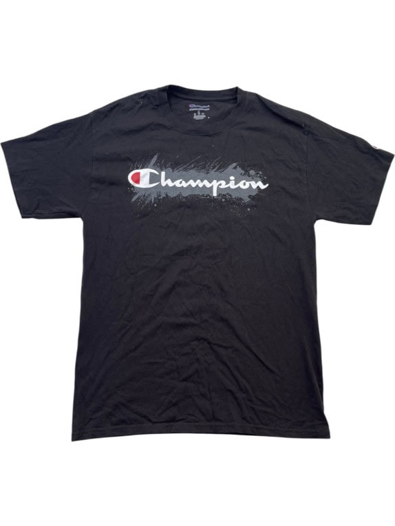 CHAMPION GRAPHIC TEE STREETWEAR NERO UOMO PRE OWNED M