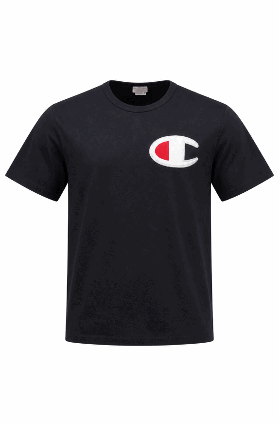 CHAMPION GRAPHIC TEE STREETWEAR BLACK MEN PRE OWNED M