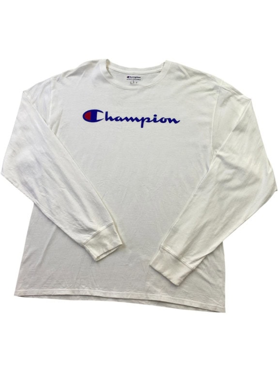 CHAMPION LONG SLEEVE TEE MINIMAL OFF WHITE MALE PRE OWNED L