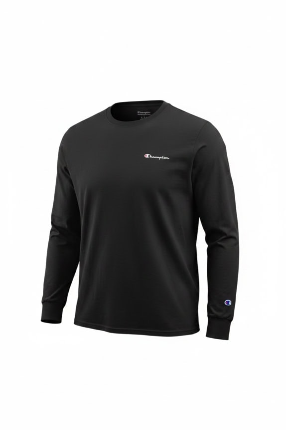 CHAMPION LONG SLEEVE LOGO T-SHIRT BLACK UNISEX L