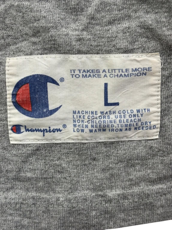 CHAMPION LONG SLEEVE SHIRT VINTAGE COLLEGIATE GREY MENS PRE OWNED L