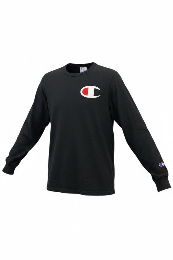 CHAMPION ΜΑΚΡΥΜΑΝΙΚΗ ΜΠΛΟΥΖΑ VINTAGE ΜΑΥΡΟ UNISEX PRE OWNED S