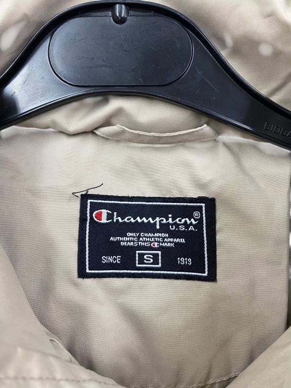 Champion Giubbotto Puffer Vintage con Logo Beige da Uomo S