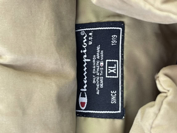90s CHAMPION PUFFER JACKET MINIMAL BEIGE ΑΝΤΡΙΚΟ PRE OWNED XL