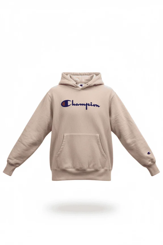 CHAMPION Reverse Weave Φούτερ Hoodie Vintage Με Λογότυπο Μπεζ Unisex S