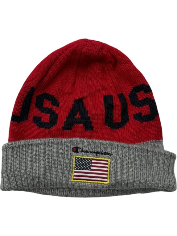 Champion Σκούφος Beanie Casual Logo Κόκκινο Γκρι Unisex One Size
