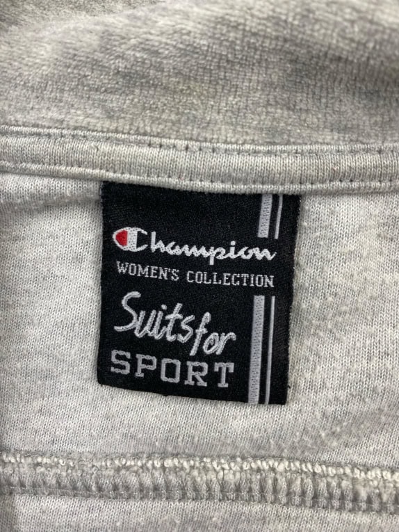 Champion Felpa con cerniera sportiva vintage con logo grigia da donna M