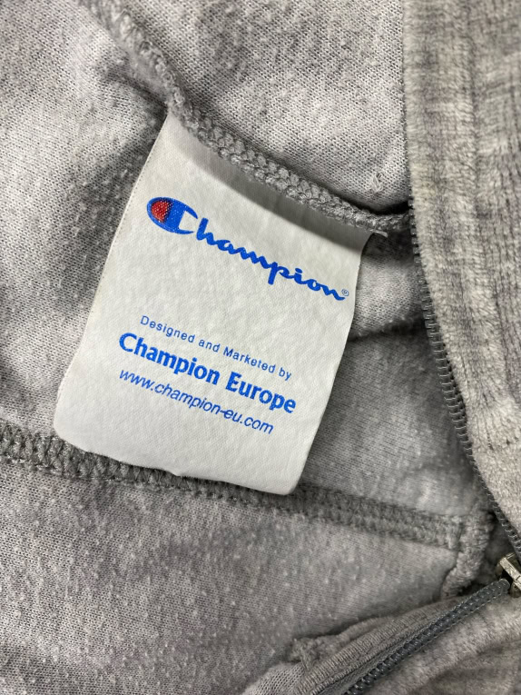 Champion Felpa con cerniera sportiva vintage con logo grigia da donna M