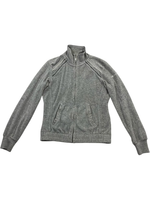 Champion Felpa con cerniera sportiva vintage con logo grigia da donna M