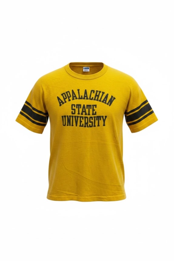 CHAMPION T-SHIRT APPALACHIAN STATE UNIVERSITY LOGO VINTAGE GIALLO UNISEX M usato